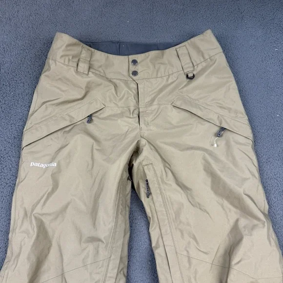 Patagonia Snowshot Pants Mens Medium Beige Ski Snowboard H2NO Recco Waterproof